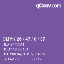 Color code: CMYK 26 / 47 / 0 / 37 | qconv.com