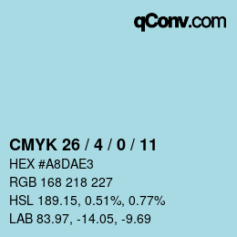 カラーコード: CMYK 26 / 4 / 0 / 11 | qconv.com