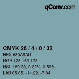 Color code: CMYK 26 / 4 / 0 / 32 | qconv.com