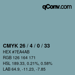 颜色代码: CMYK 26 / 4 / 0 / 33 | qconv.com