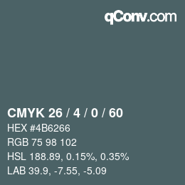 Color code: CMYK 26 / 4 / 0 / 60 | qconv.com