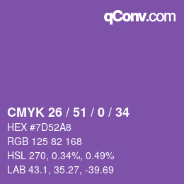 Código de color: CMYK 26 / 51 / 0 / 34 | qconv.com