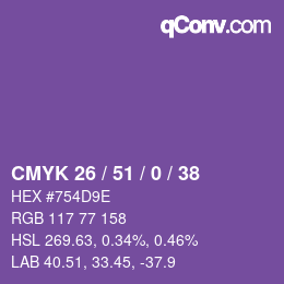 颜色代码: CMYK 26 / 51 / 0 / 38 | qconv.com