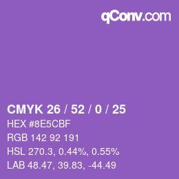 カラーコード: CMYK 26 / 52 / 0 / 25 | qconv.com