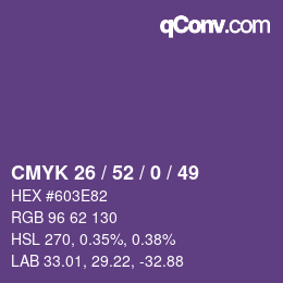 Color code: CMYK 26 / 52 / 0 / 49 | qconv.com