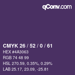 カラーコード: CMYK 26 / 52 / 0 / 61 | qconv.com