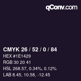 颜色代码: CMYK 26 / 52 / 0 / 84 | qconv.com
