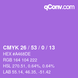 Color code: CMYK 26 / 53 / 0 / 13 | qconv.com