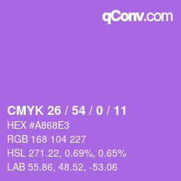 カラーコード: CMYK 26 / 54 / 0 / 11 | qconv.com