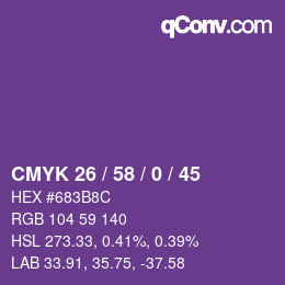 Color code: CMYK 26 / 58 / 0 / 45 | qconv.com