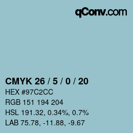 カラーコード: CMYK 26 / 5 / 0 / 20 | qconv.com