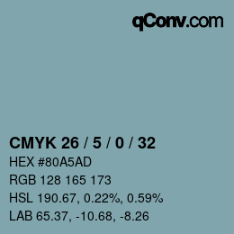 Color code: CMYK 26 / 5 / 0 / 32 | qconv.com
