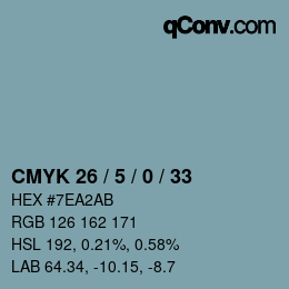 Color code: CMYK 26 / 5 / 0 / 33 | qconv.com