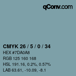颜色代码: CMYK 26 / 5 / 0 / 34 | qconv.com