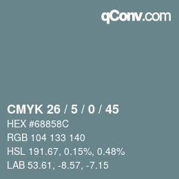 Farbcode: CMYK 26 / 5 / 0 / 45 | qconv.com