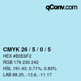 カラーコード: CMYK 26 / 5 / 0 / 5 | qconv.com