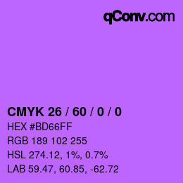 カラーコード: CMYK 26 / 60 / 0 / 0 | qconv.com