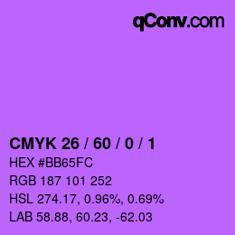 カラーコード: CMYK 26 / 60 / 0 / 1 | qconv.com