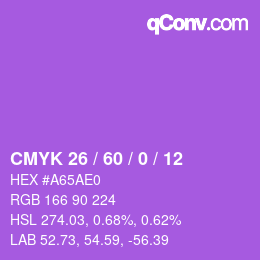 Color code: CMYK 26 / 60 / 0 / 12 | qconv.com