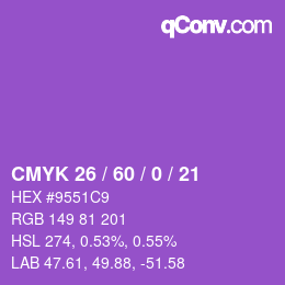 颜色代码: CMYK 26 / 60 / 0 / 21 | qconv.com