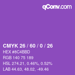 カラーコード: CMYK 26 / 60 / 0 / 26 | qconv.com