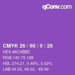 Código de color: CMYK 26 / 60 / 0 / 26 | qconv.com