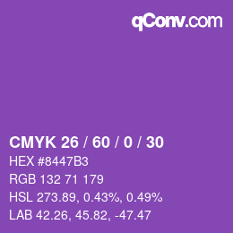カラーコード: CMYK 26 / 60 / 0 / 30 | qconv.com