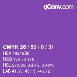 Color code: CMYK 26 / 60 / 0 / 31 | qconv.com