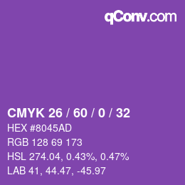 Color code: CMYK 26 / 60 / 0 / 32 | qconv.com