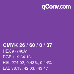 カラーコード: CMYK 26 / 60 / 0 / 37 | qconv.com