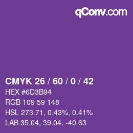 カラーコード: CMYK 26 / 60 / 0 / 42 | qconv.com
