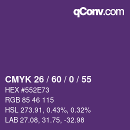 Color code: CMYK 26 / 60 / 0 / 55 | qconv.com