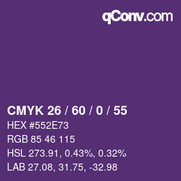 カラーコード: CMYK 26 / 60 / 0 / 55 | qconv.com