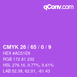 Color code: CMYK 26 / 65 / 0 / 9 | qconv.com