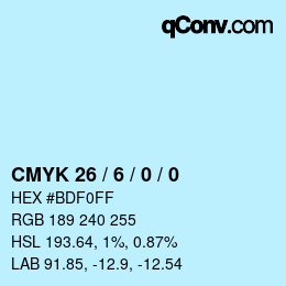 カラーコード: CMYK 26 / 6 / 0 / 0 | qconv.com