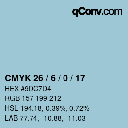 カラーコード: CMYK 26 / 6 / 0 / 17 | qconv.com