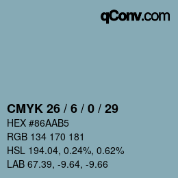颜色代码: CMYK 26 / 6 / 0 / 29 | qconv.com