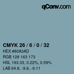 Color code: CMYK 26 / 6 / 0 / 32 | qconv.com
