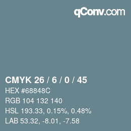 颜色代码: CMYK 26 / 6 / 0 / 45 | qconv.com