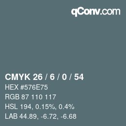 Color code: CMYK 26 / 6 / 0 / 54 | qconv.com