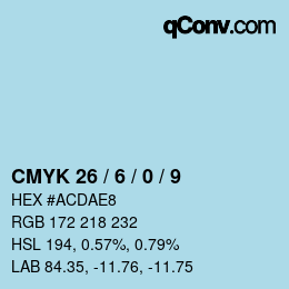 カラーコード: CMYK 26 / 6 / 0 / 9 | qconv.com