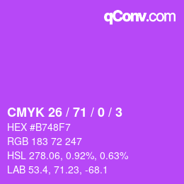 カラーコード: CMYK 26 / 71 / 0 / 3 | qconv.com