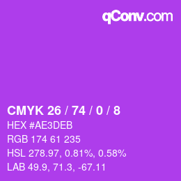 Color code: CMYK 26 / 74 / 0 / 8 | qconv.com