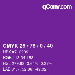 Color code: CMYK 26 / 78 / 0 / 40 | qconv.com