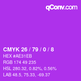 カラーコード: CMYK 26 / 79 / 0 / 8 | qconv.com