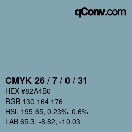 カラーコード: CMYK 26 / 7 / 0 / 31 | qconv.com