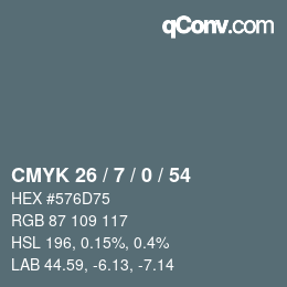 Color code: CMYK 26 / 7 / 0 / 54 | qconv.com