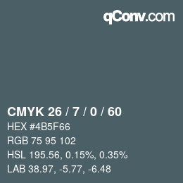 颜色代码: CMYK 26 / 7 / 0 / 60 | qconv.com