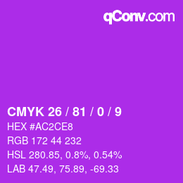 Color code: CMYK 26 / 81 / 0 / 9 | qconv.com