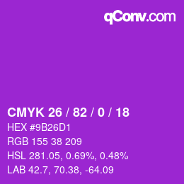 カラーコード: CMYK 26 / 82 / 0 / 18 | qconv.com